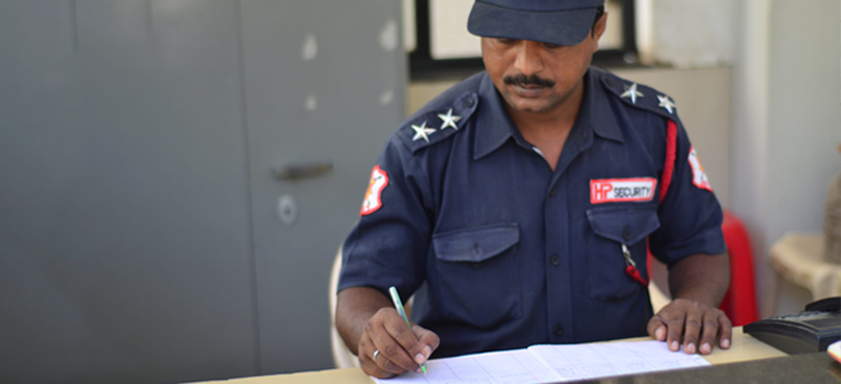 HPFMS | office security guard attentive to details